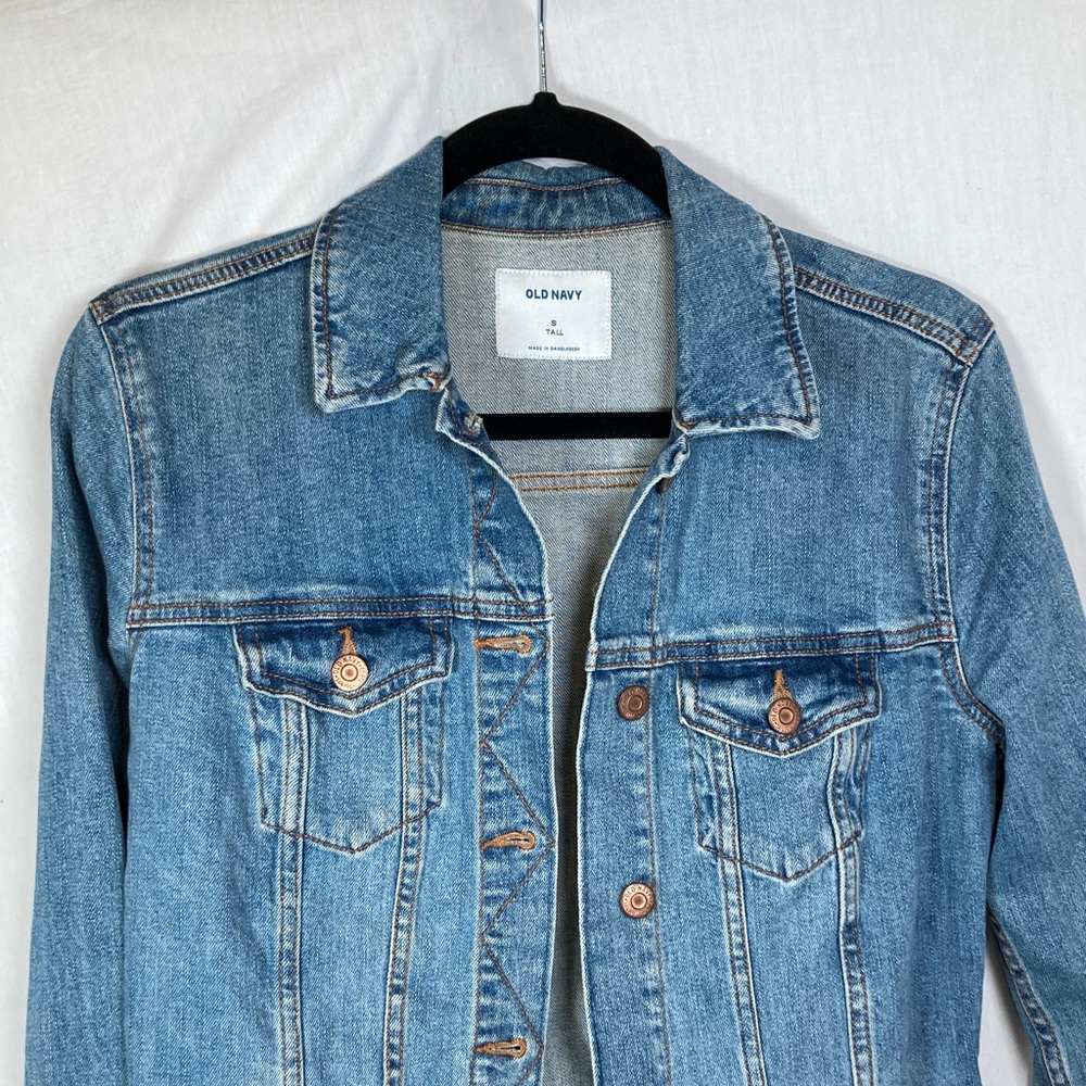 Old Navy Classic Jean Denim Jacket Medium Blue Wash Sz S Tall Western Festival - Picture 5 of 9